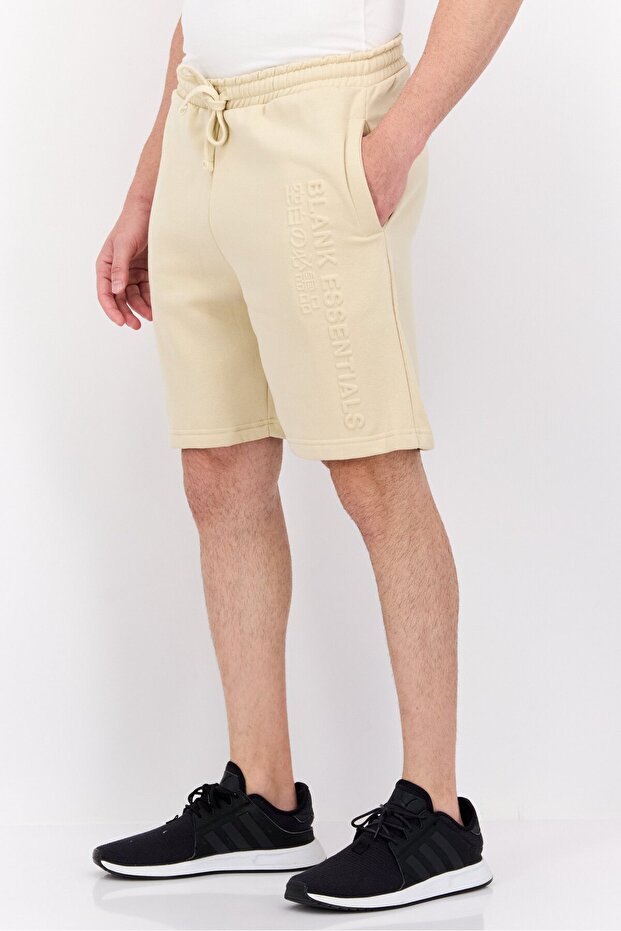 شورت رجالي برباط منقوش، لون بيج - 2