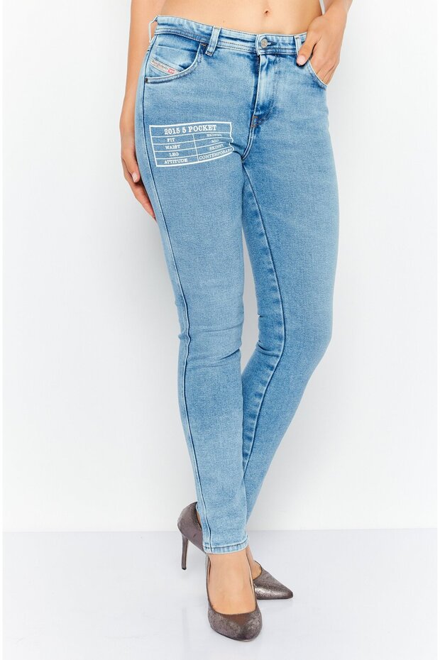 Women Skinny Fit Washed Denim Jeans, Washed Blue