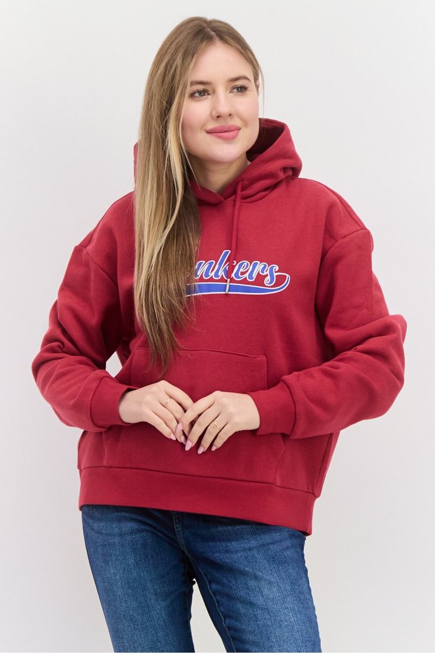 Women Brand Long Long Sleeve Hoodies, Maroon