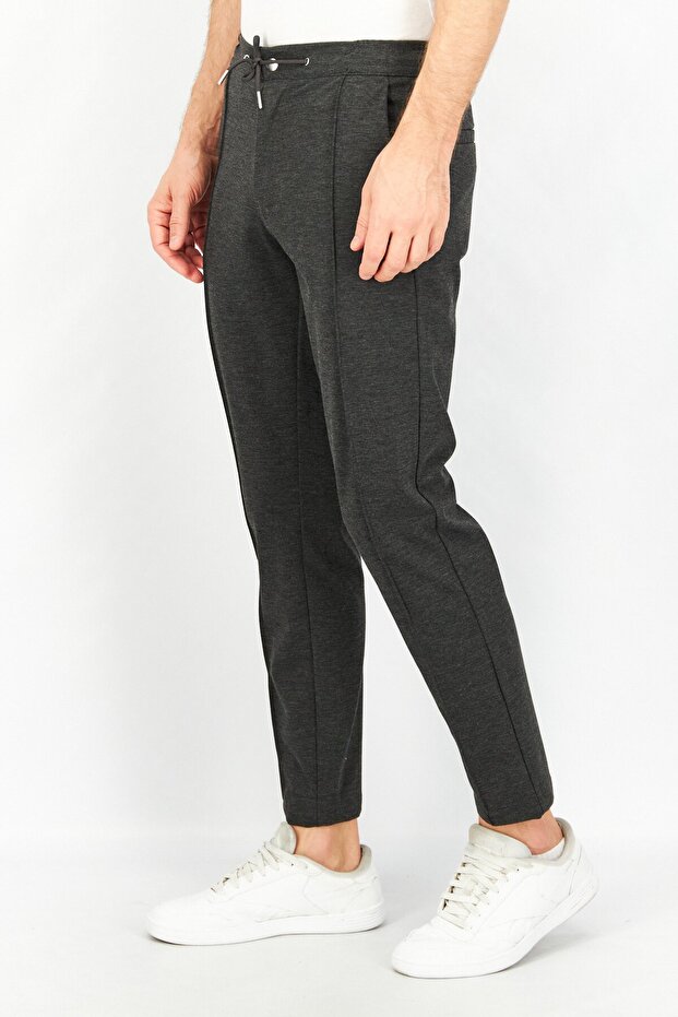 بنطال رجالي بقصّة عادية مع رباط للإغلاق، أسود - 3