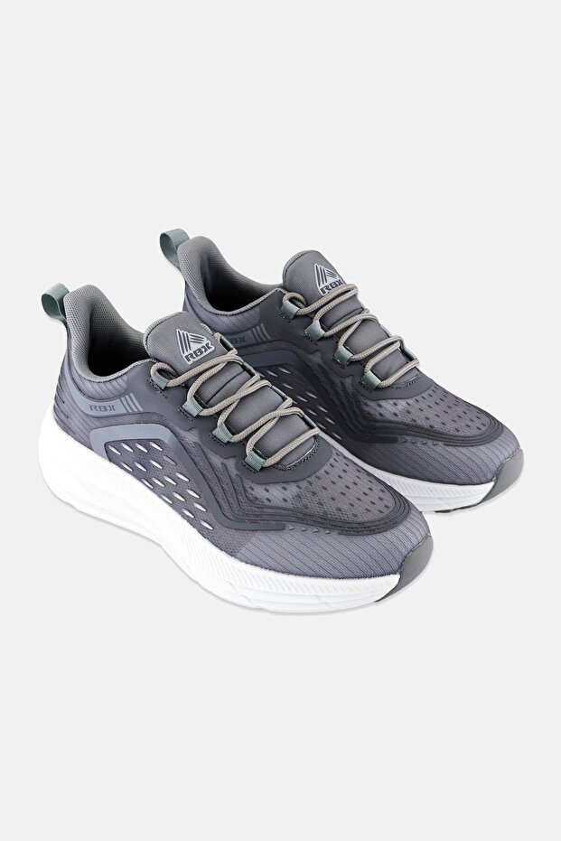 Men Brand Logo Lace Up Running Shoes, Light Grey