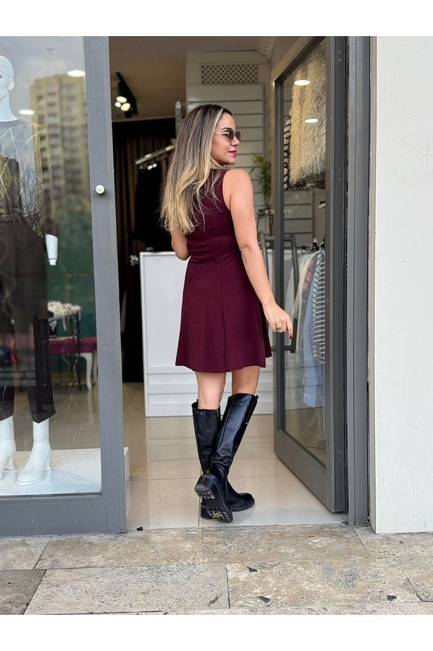 Bordo Örme Elbise kloş Elbise Modeli - 4