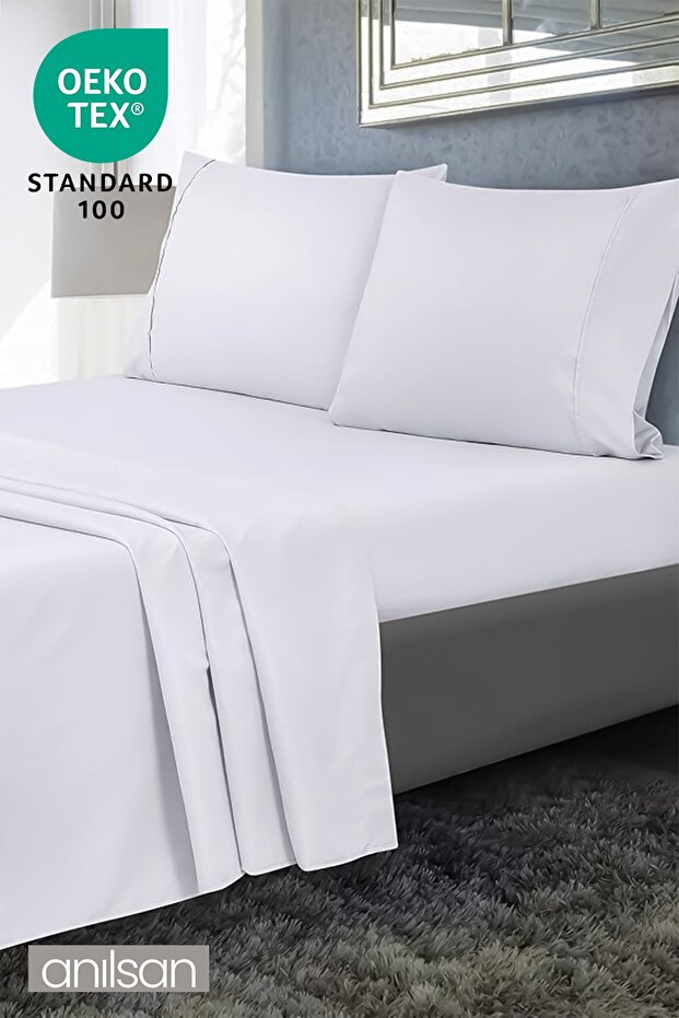 White Satin Sheet and Pillowcase Set - 83 Strings, Single and Double Options - 1