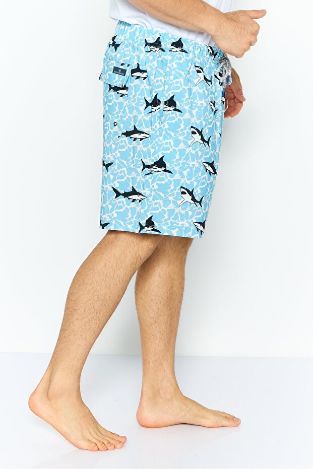 شورت سباحة رجالي برباط مطبوع بالكامل، متعدد الألوان - 3