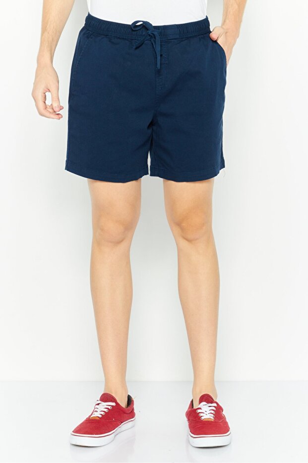 Men Solid Chino Shorts, Navy - 1