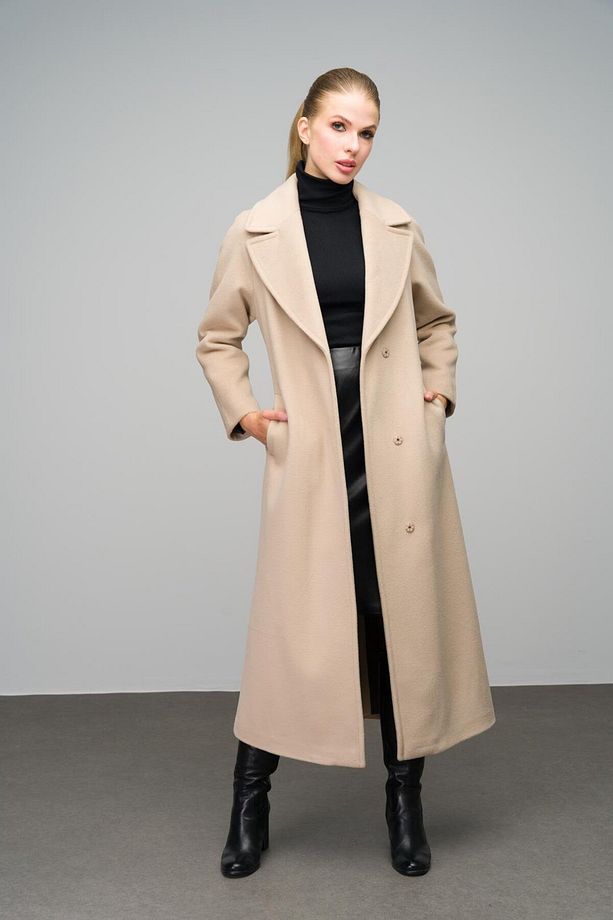 Reglan Kol Çıt Çıt Kapamalı Maxi Kaban Bej 3063-y - 1