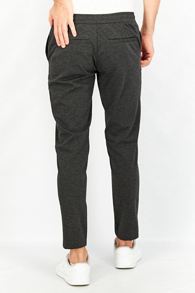 بنطال رجالي بقصّة عادية مع رباط للإغلاق، أسود - 4