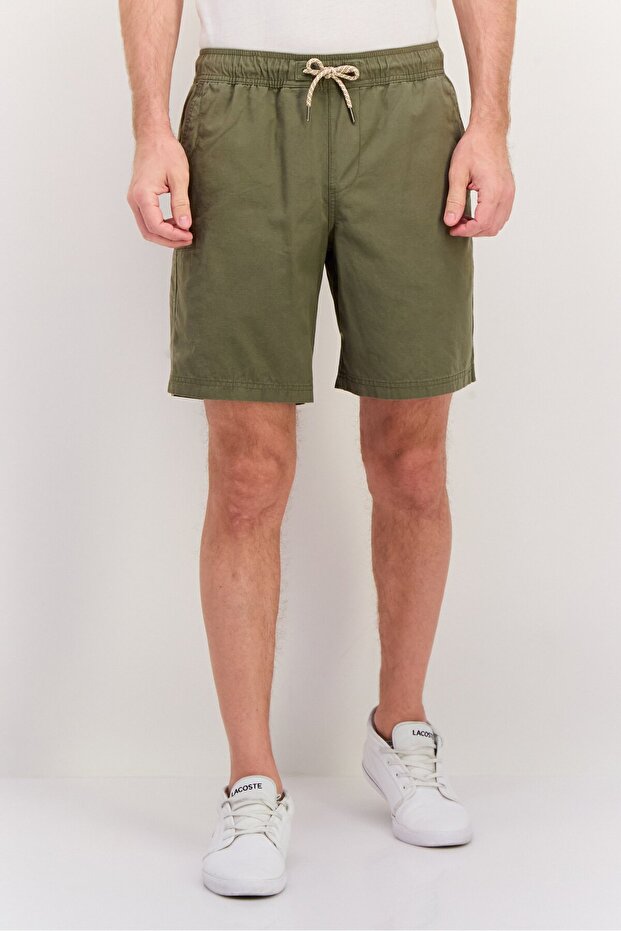 شورت رجالي أساسي سادة برباط، زيتوني - 1