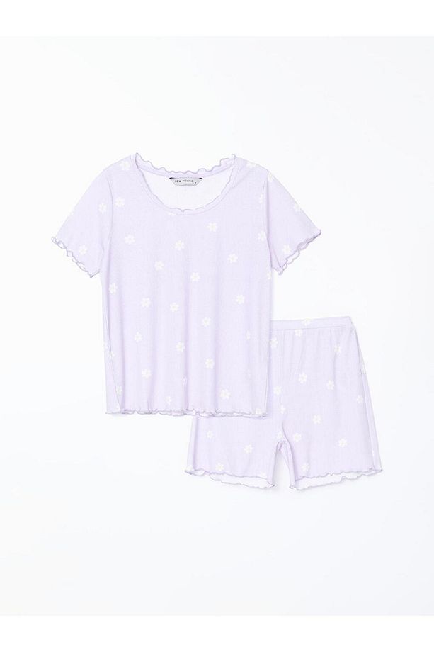 LCW Young Bisiklet Yaka Çiçekli Kadın Şortlu Pijama Takımı - 5