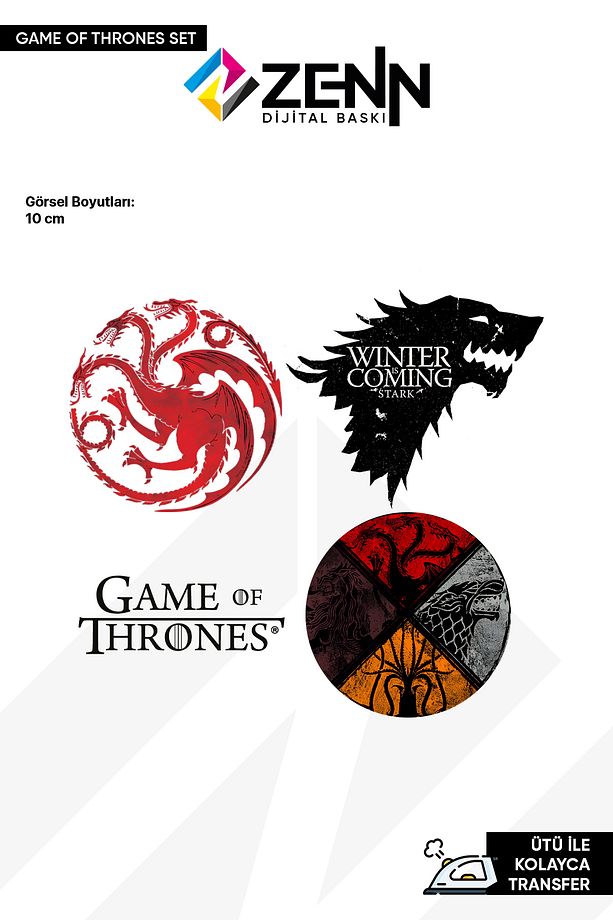 Game Of Thrones Set Ütü İle Yapışan Dtf Baskı - 1