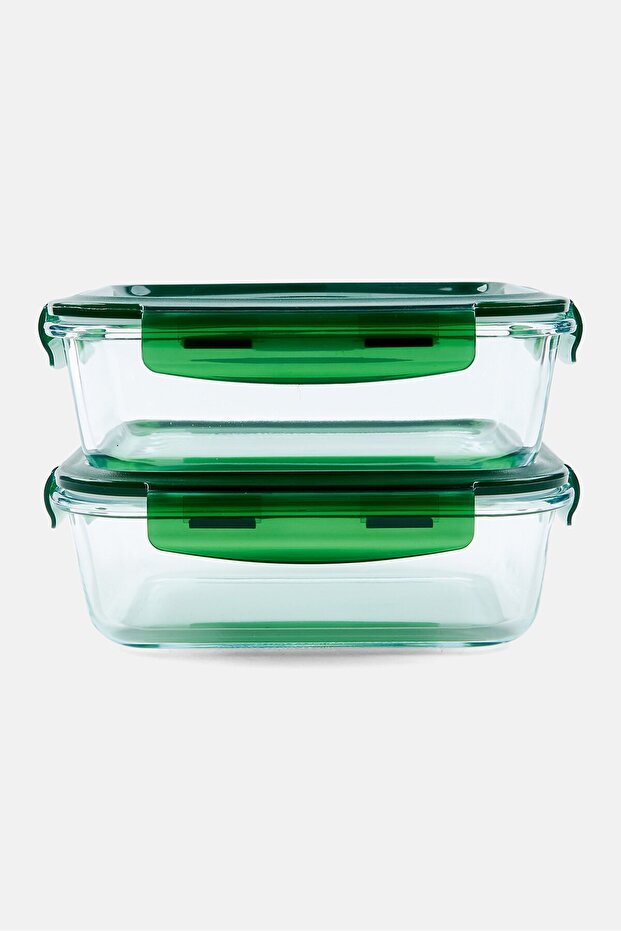 Set Of 2 Glass Storage Container, Transparent