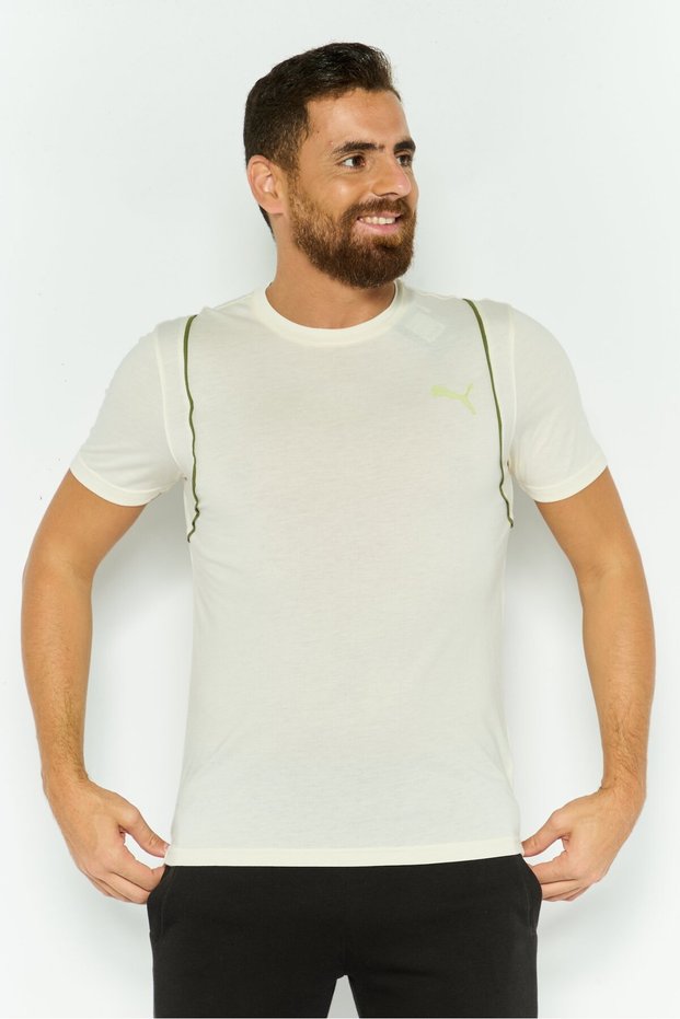 Men Sportswear Fit Short Sleeves Outdoor T-Shirt, Cream