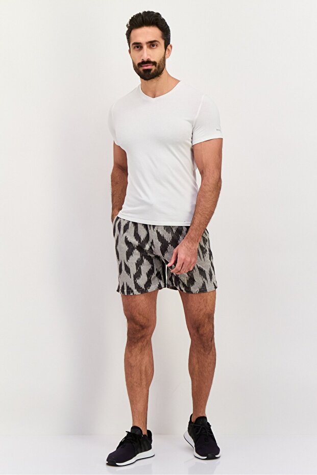 Men Allover Basic Shorts, Grey - 4
