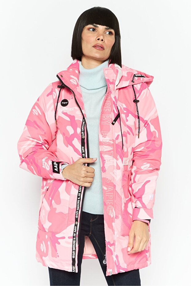 Women Embroidered Logo Hooded Jacket, Pink Combo