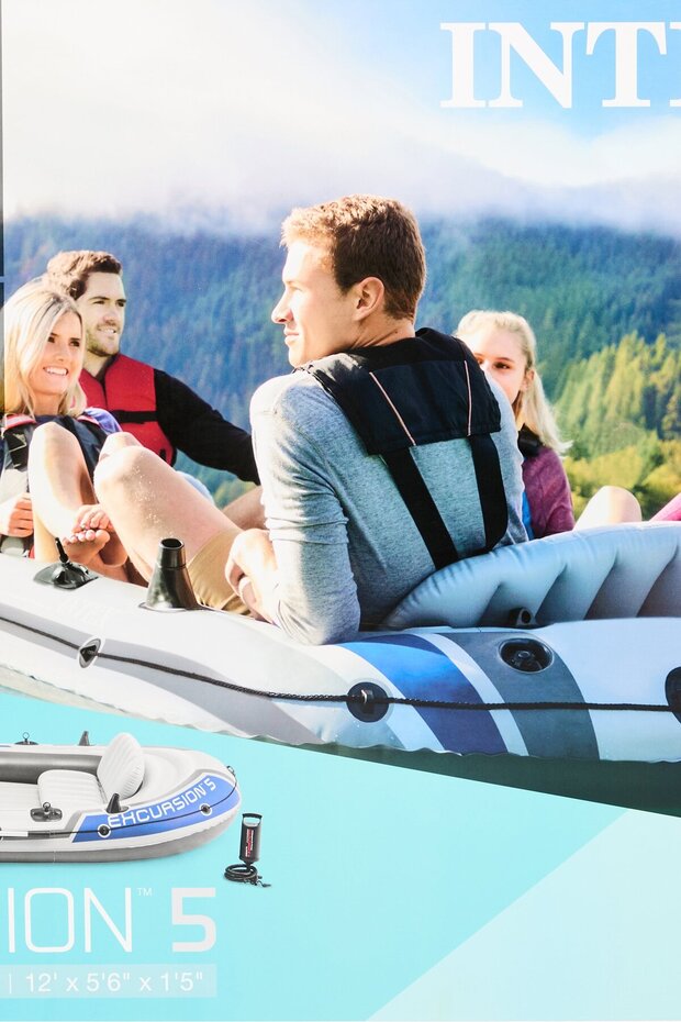 طقم قوارب قابلة للنفخ Excursion 5، مجموعة باللون الرمادي الفاتح - 4