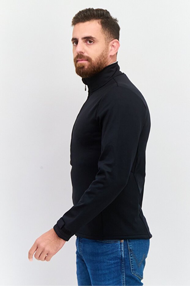 جاكيت سوفتشيل سادة للرجال، أسود - 2