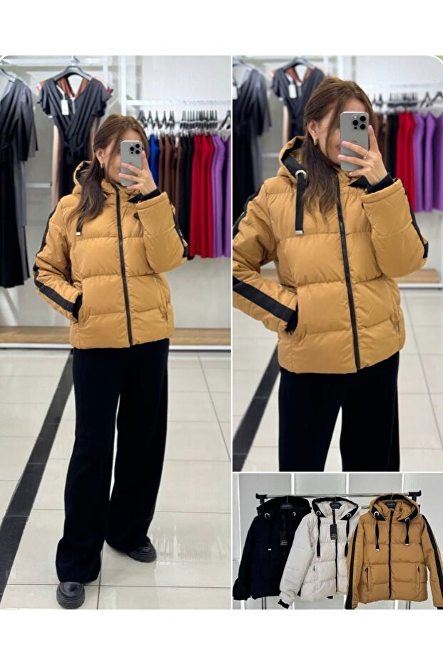 Kadın Kapüşonlu Şişme Mont - 3