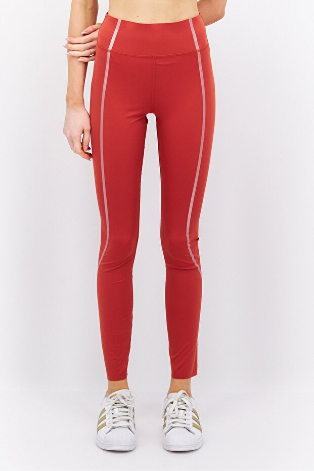 Women Solid Pull On Leggings, Rust - 1