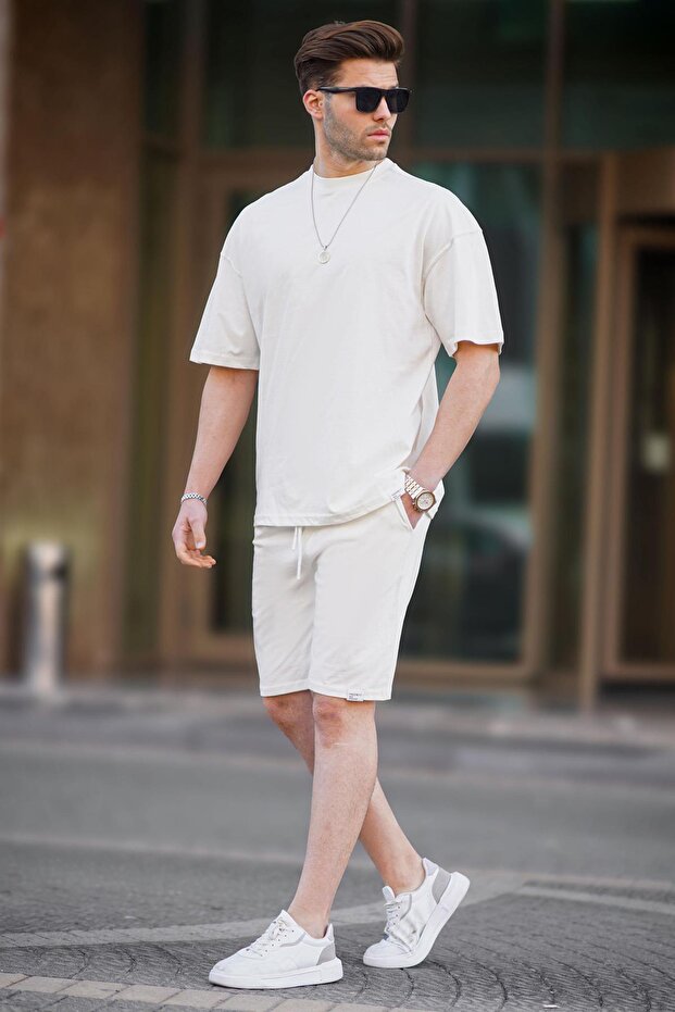 Ekru Basic Erkek Şort Takımı 6377 - 1