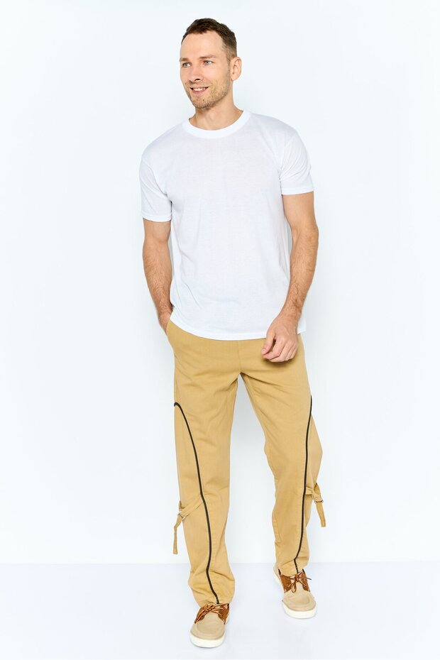 بنطال رياضي سادة بقصّة عادية للرجال، كاكي - 4