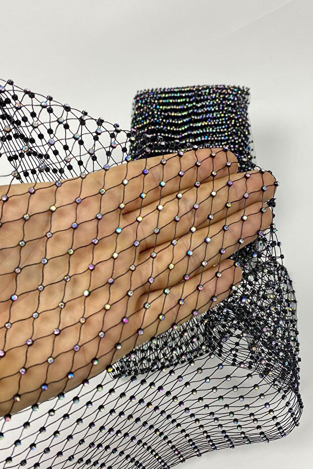 Janjanlı Likralı Esnek Taşlı File Şerit - 5