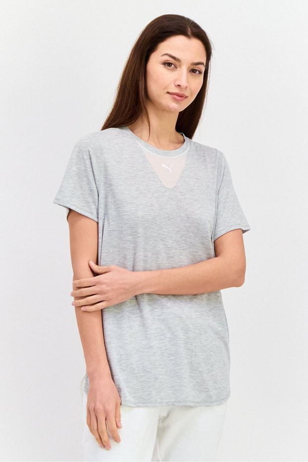 Women Sportswear Fit Short Sleeves Training T-Shirt, Grey Heather