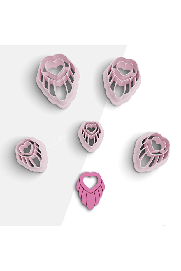 Feather Heart Shaped Polymer Clay Mold, Ceramic Molds, Jewelry Mold, Ornament Mold, No:1226