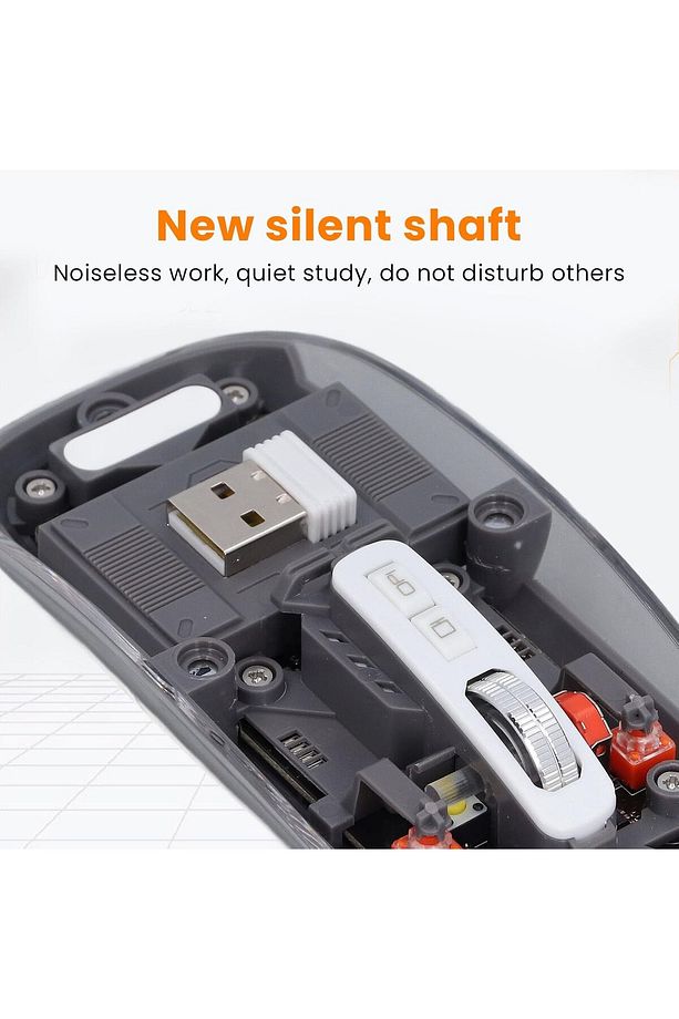 Şeffaf Kablosuz Mouse Sessiz Tuş 3 DPI Modu Çift Bağlantı Ergonomik 180 Saat Kullanım - 7