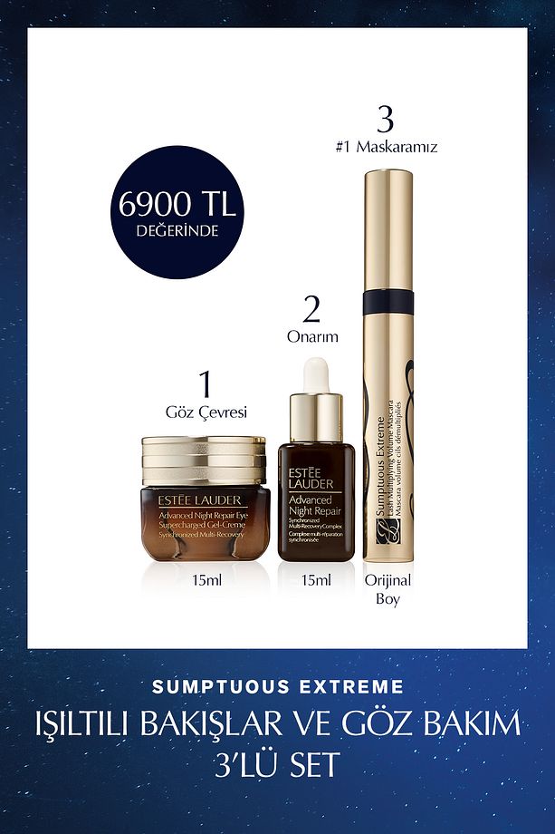 Sumptuous Extreme Işıltı Bakışlar ve Göz Bakım 3'lü Set- Maskara 8ml, Göz kremi 15ml, Serum 15ml - 1