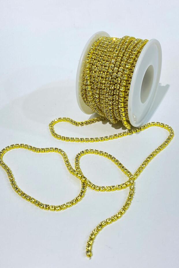 Sarı Beyoğlu Swarosvki Şerit Taş Boncuk ss12 - 1