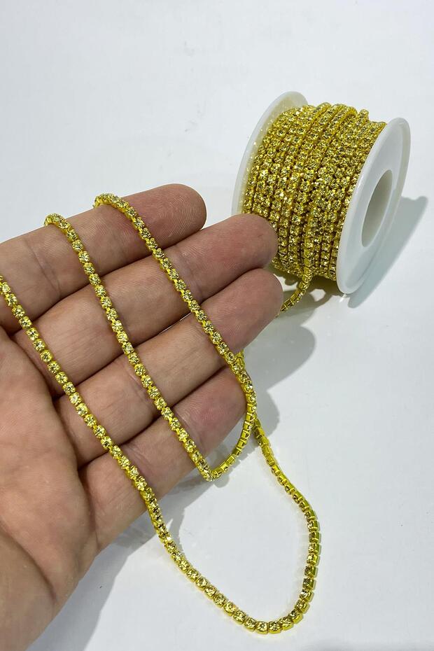 Sarı Beyoğlu Swarosvki Şerit Taş Boncuk ss12 - 2