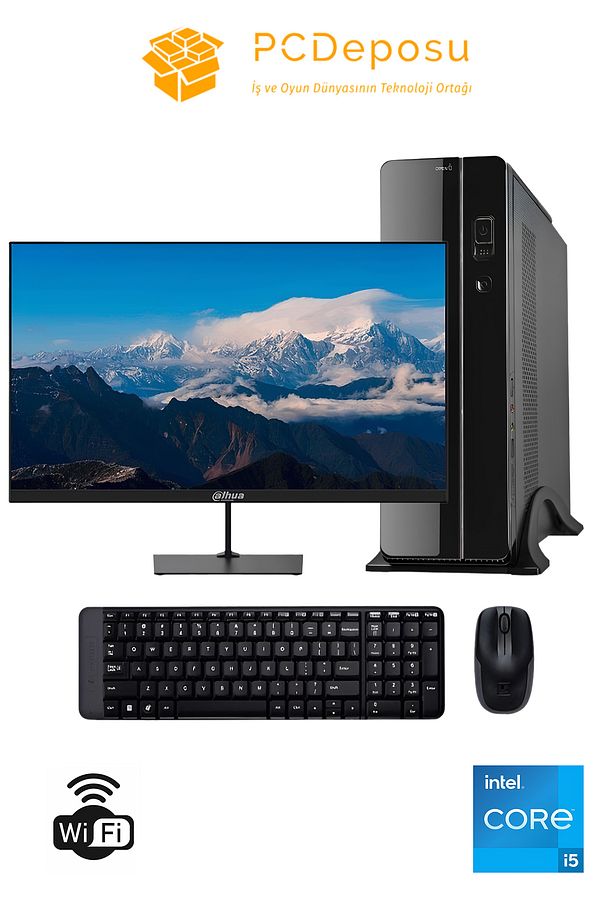 İntel i5 12400 Hazır Sistem - Frisby + Monitör, 8GB RAM, 256GB SSD - Ofis Masaüstü Bilgisayarı - 1