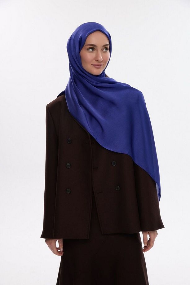 İdol Saten Janjan Şal - Morcivert - 2