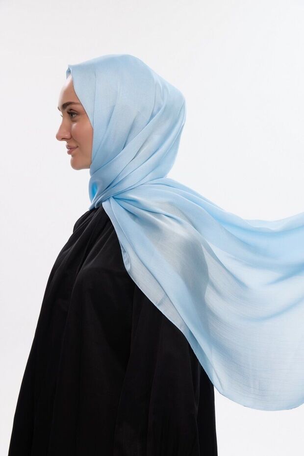 Idol Satin Janjan Shawl - Light Blue