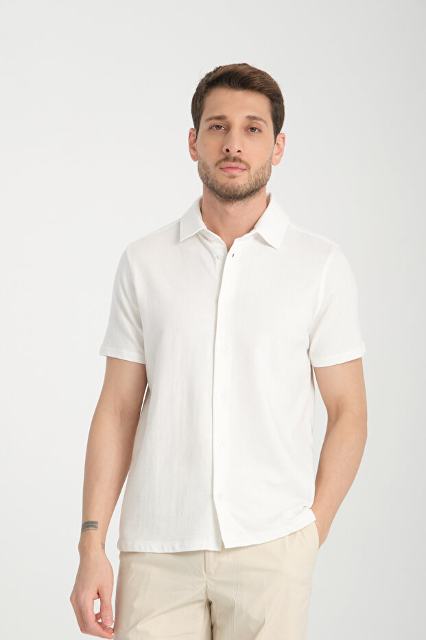 Lucero Men's White 100% Cotton Non-Shrink Slim Fit Slim Polo Neck Sports Shirt