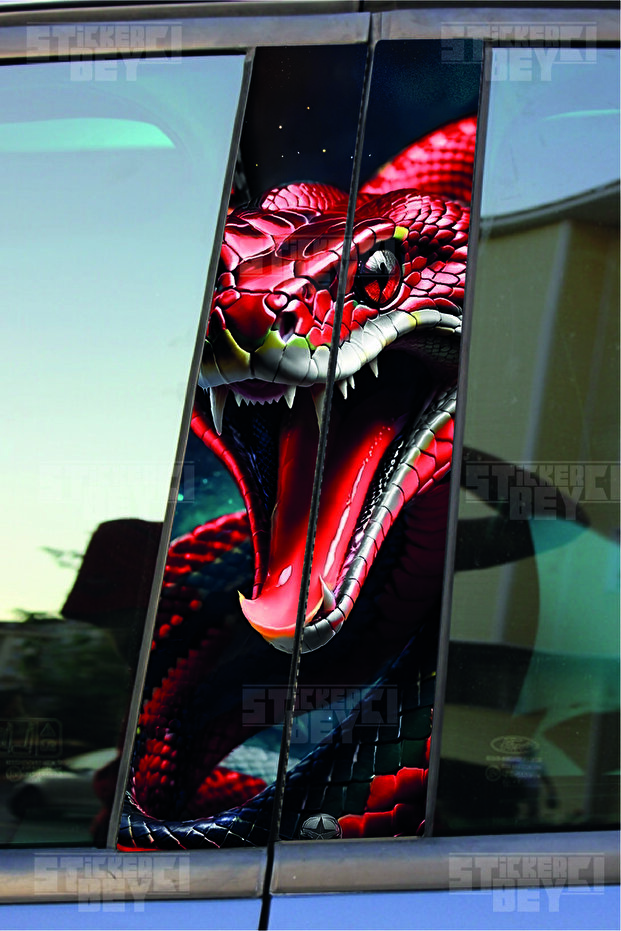 Red Snake Door Post Covering Foil Right-Left 2Pcs 22*50cm