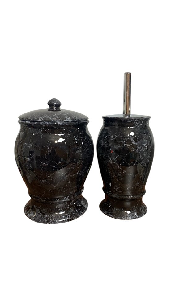 Naomi Ceramic Bathroom Set - Black and White, Two Pieces