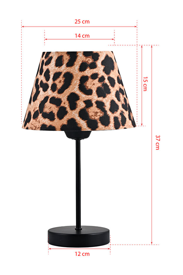 Leopard Patterned Fabric Metal Black Lampshade - 4