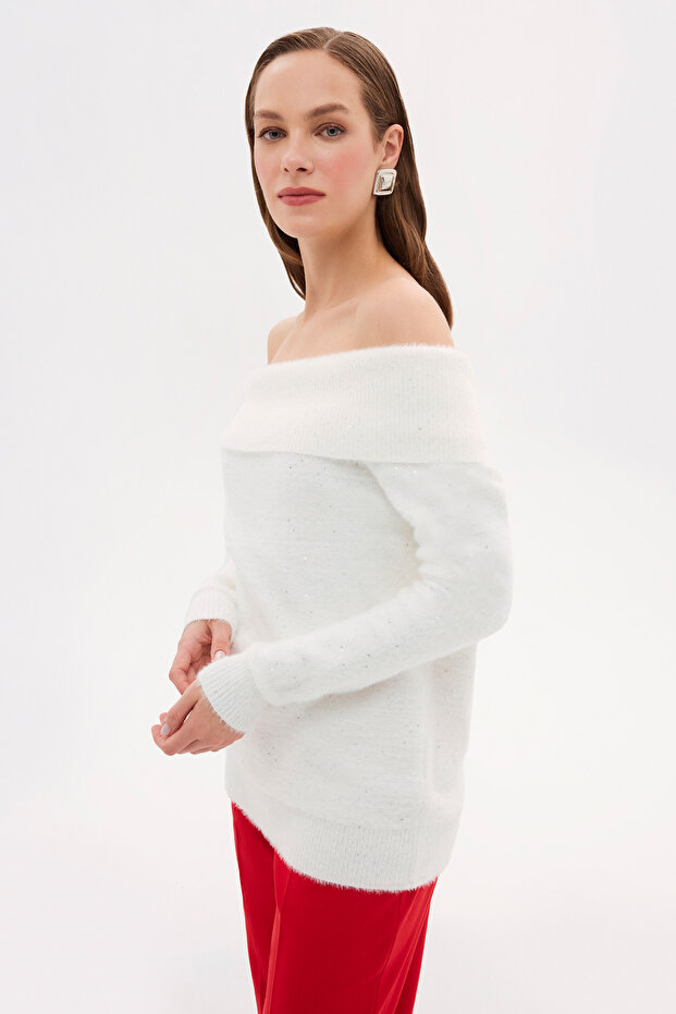 Madonna Yaka Pullu Triko Bluz - 3