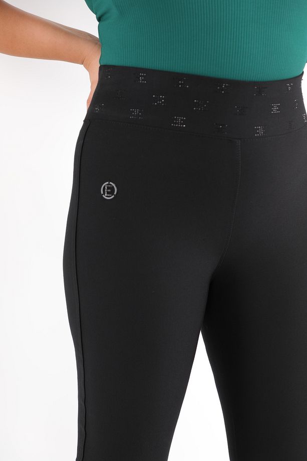 Kadın Lastikli-Taşlı Siyah Slim Pantolon - 4