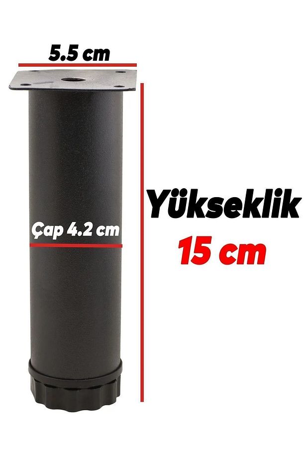 Hobit Ayarlanabilir Metal 15 Cm Siyah Mobilya Kanepe Koltuk Baza Yükseltici Destek Ayağı Ayakları. - 3