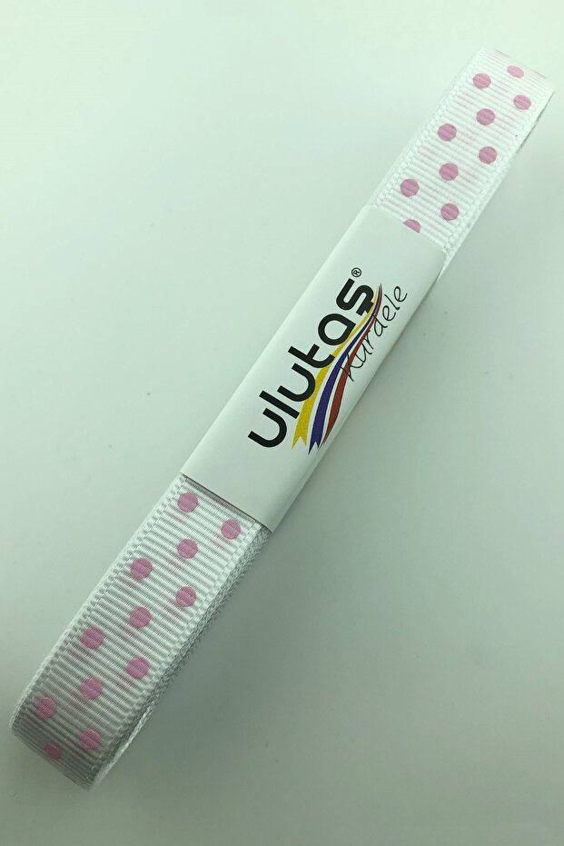 White Pink Polka Dot Grosgrain Ribbon 1.5 Cm
