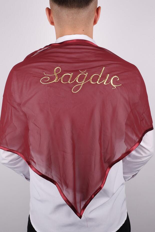 Claret Red Glitter Embroidered Groomsmen Cover