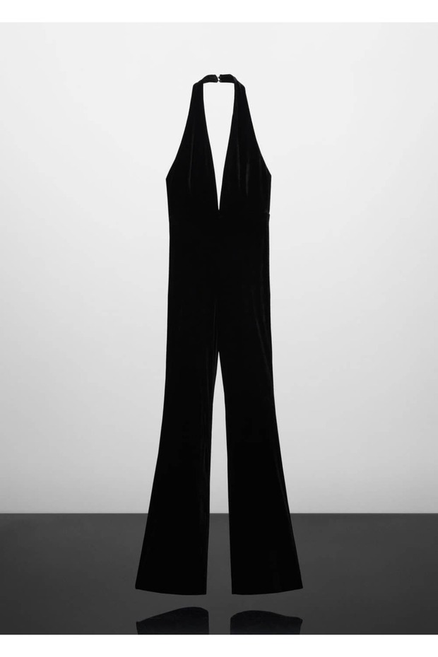 Halter yaka kadife tulum - 3