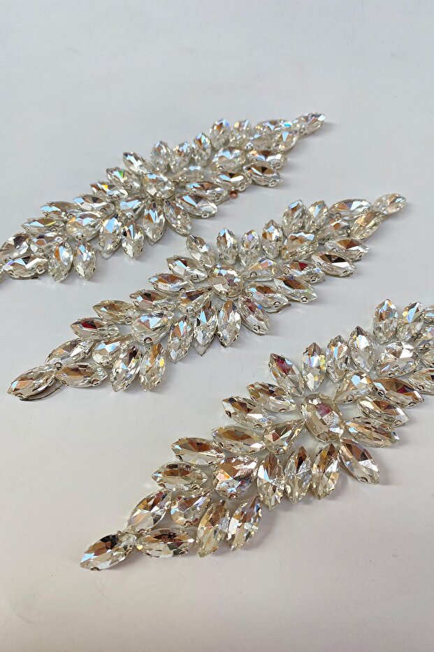 Damla Mekik Taşlı Ütüyle Yapışan Parlak Taşlı Aplik - 3