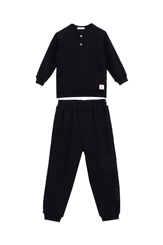 بدلة أساسية موسمية باللون الأسود - مفصلة بأزرار - 1