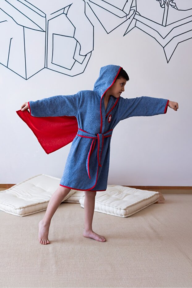 Children's Bathrobe 100% Cotton Cape Superhero Children's Bathrobe