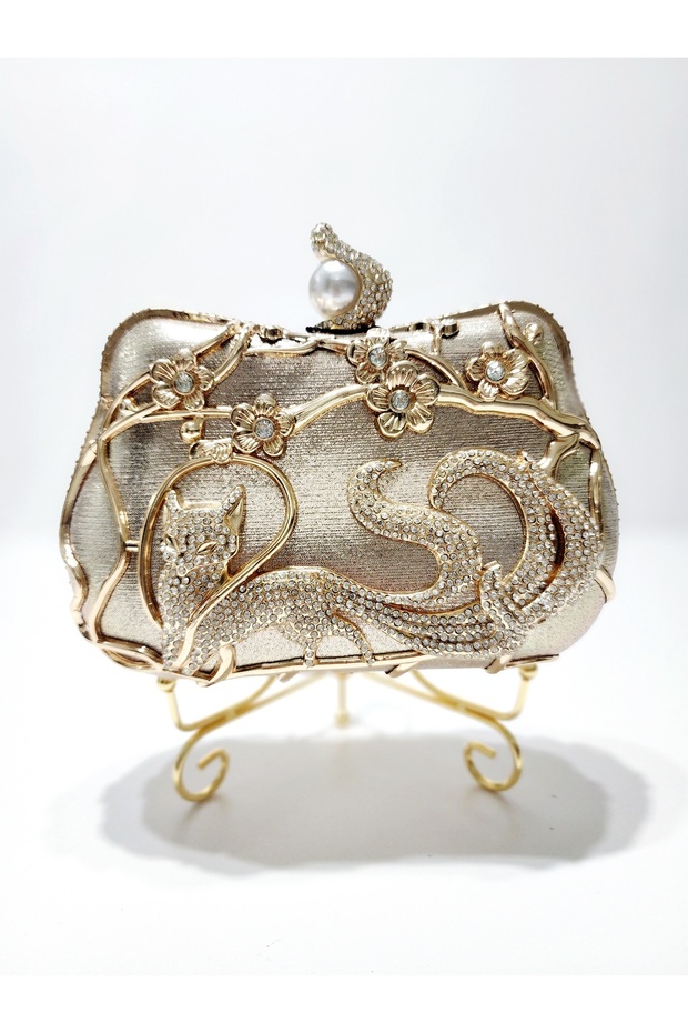 Bride-After Party Crystal Stone Detail Figure Model Women's Evening Dress Shoulder Bag