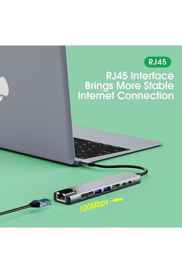 8 In 1 Type C Hub Macbook Pro Air Çevirici Çoğaltıcı Ethernet Rj45 Sd Tf Usb Type C Hub Hdmı - 5