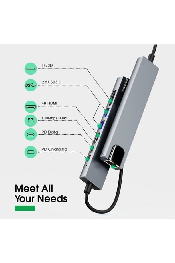 8 In 1 Type C Hub Macbook Pro Air Çevirici Çoğaltıcı Ethernet Rj45 Sd Tf Usb Type C Hub Hdmı - 4